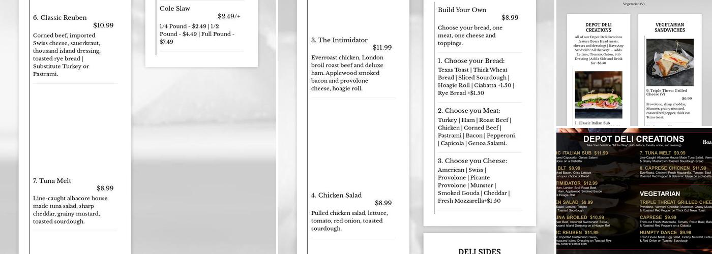 The Depot Deli by Cabarrus Brewing Co. Menu