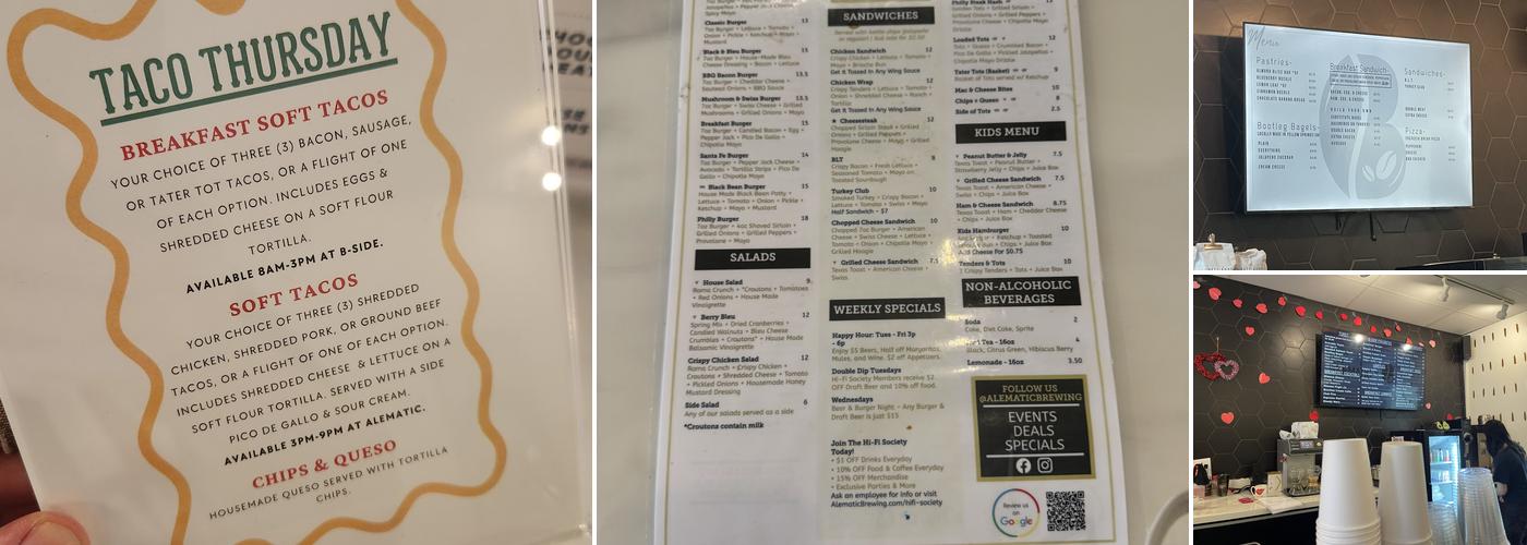 B-Side Coffee Bar Menu