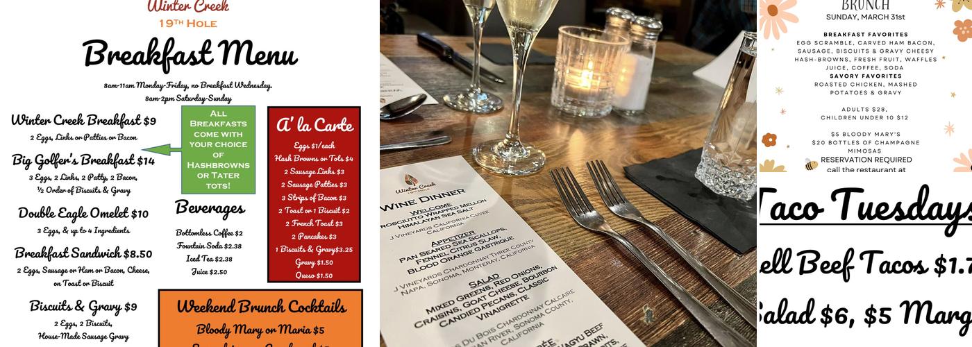 Winter Creek 19th Hole Menu
