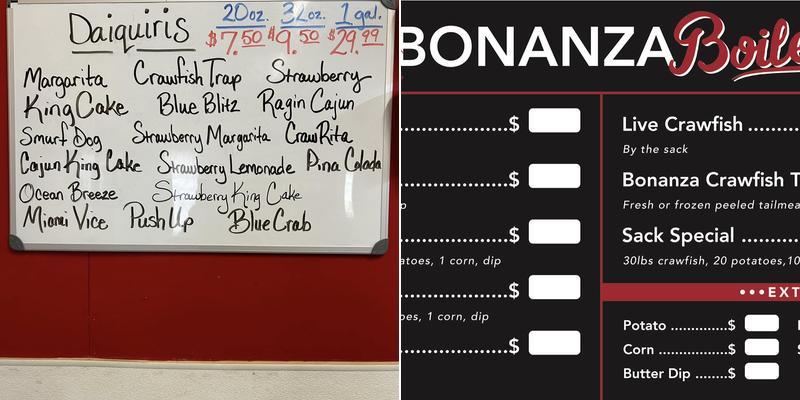 Bonanza Boilers Menu