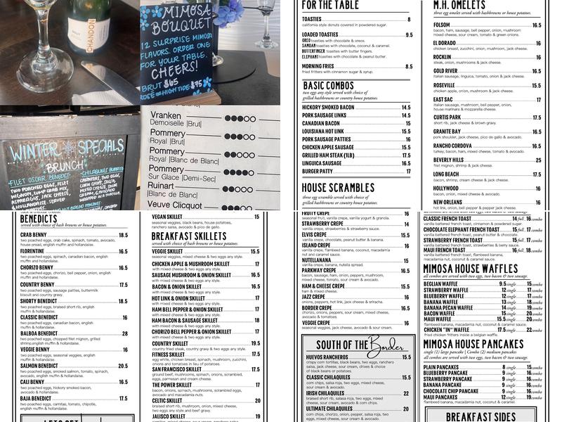 Mimosa House Menu
