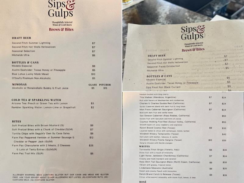 Sips & Gulps Menu