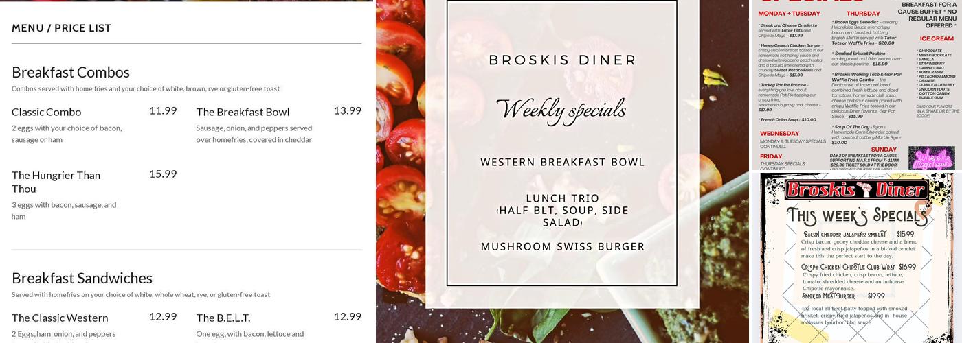 Broskis Diner Menu