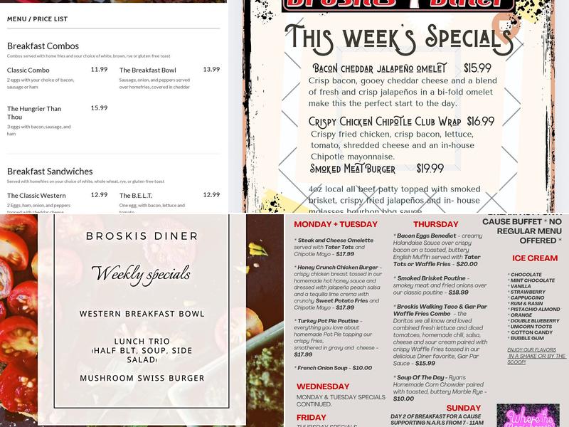 Broskis Diner Menu