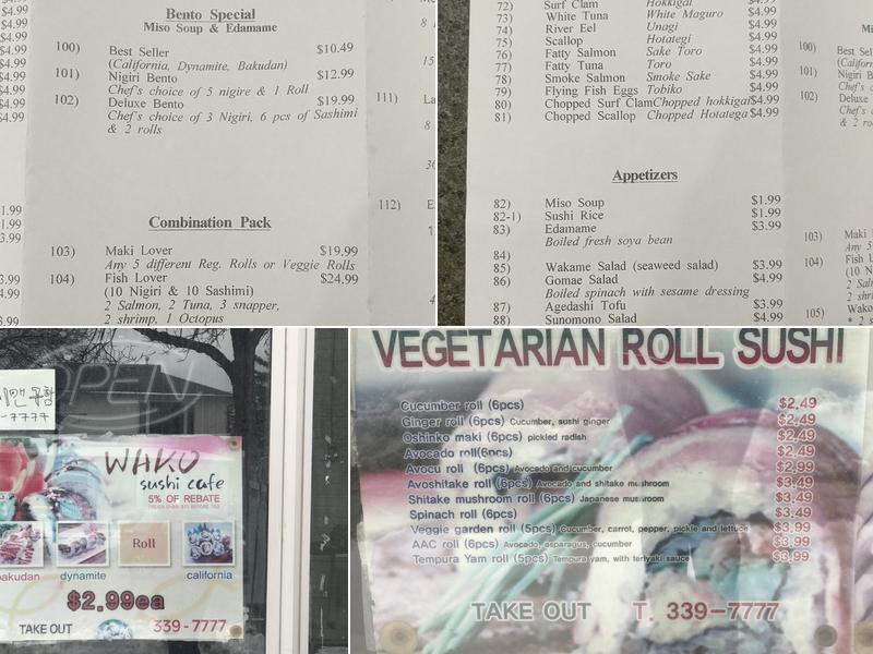 Wako Sushi Cafe Menu