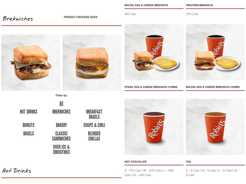 Robins Donuts Menu
