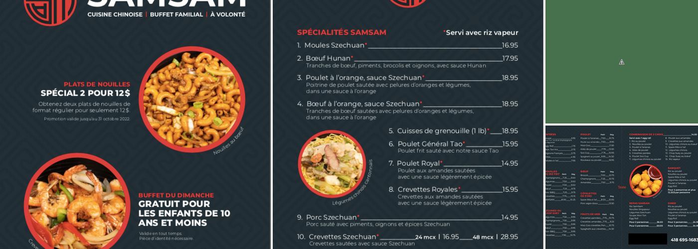 Restaurant Sam Sam Menu