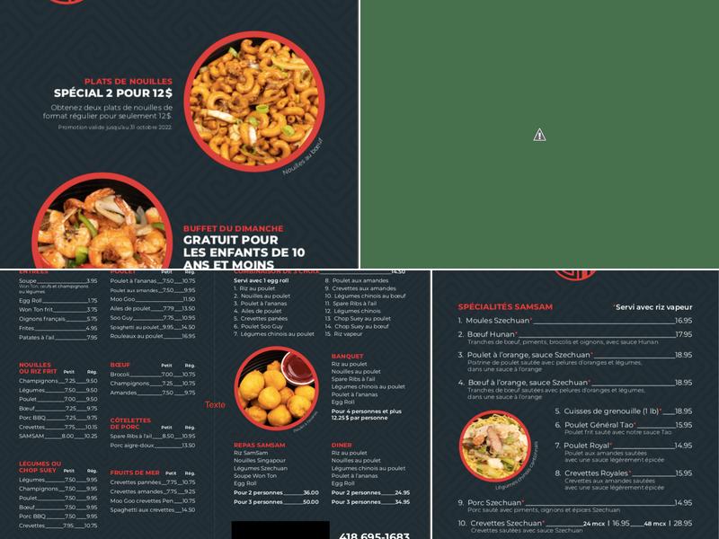 Restaurant Sam Sam Menu