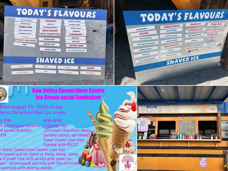 Old School Bus Ice Cream Menu