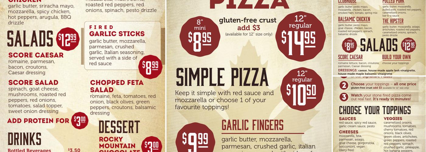 Score Pizza Menu