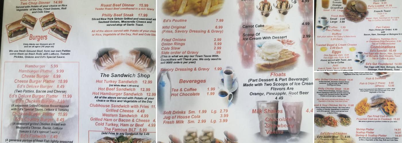 eddies restaurant Menu