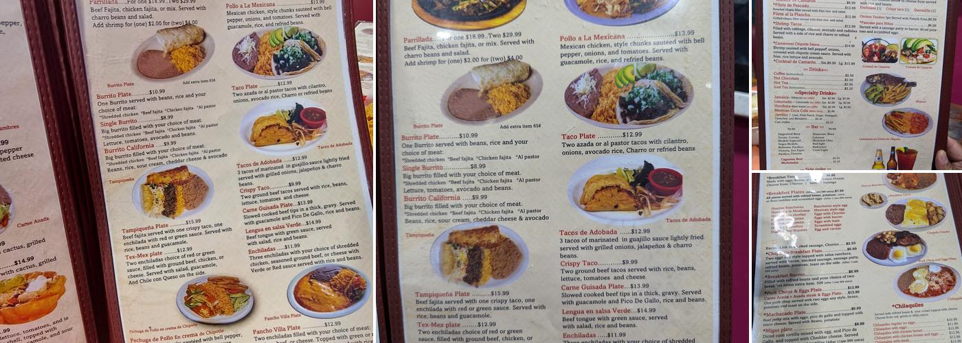 Taqueria Chapala Menu