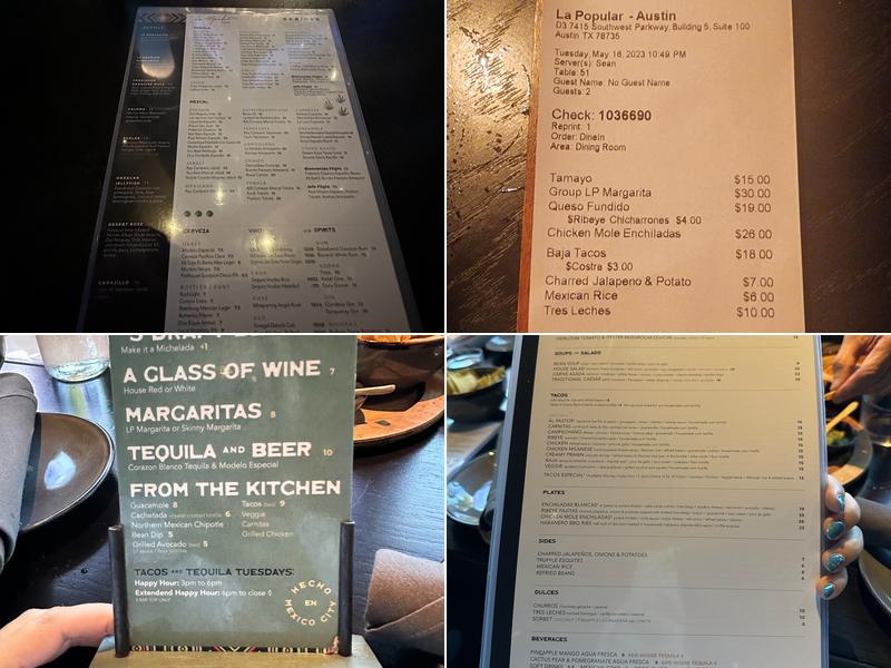La Popular Austin Menu