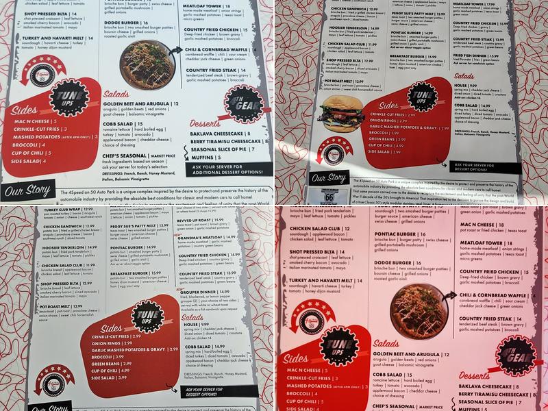 4Speed on 50's Diner Menu