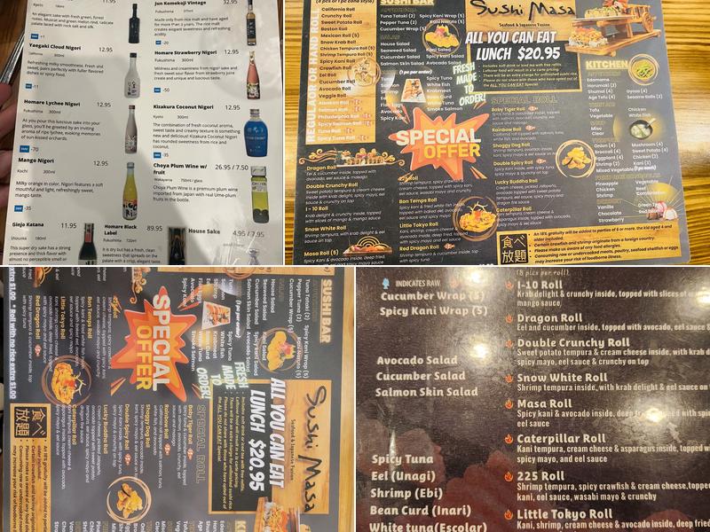 Sushi Masa Lakeland Menu