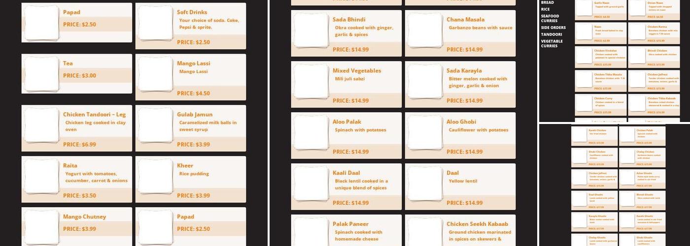 House of curries Menu