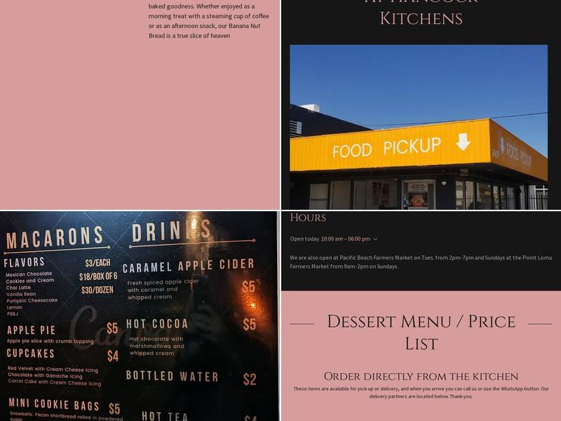 Sarah's Dessert Bar Menu