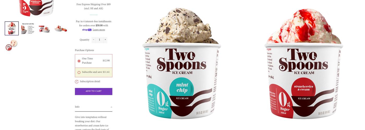 Two Spoons Creamery Menu
