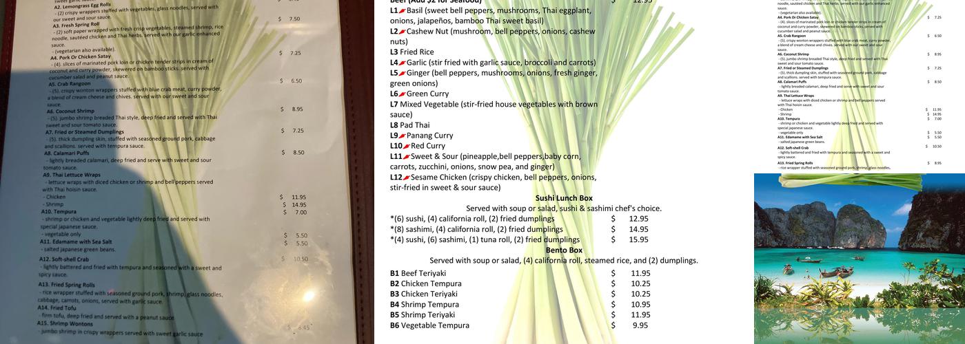 Lemongrass Thai & Sushi 3 Menu