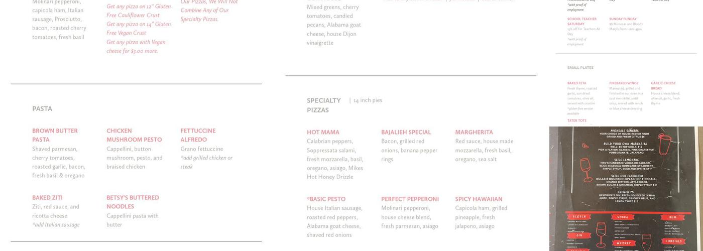 Slice Pizza Crestline Menu