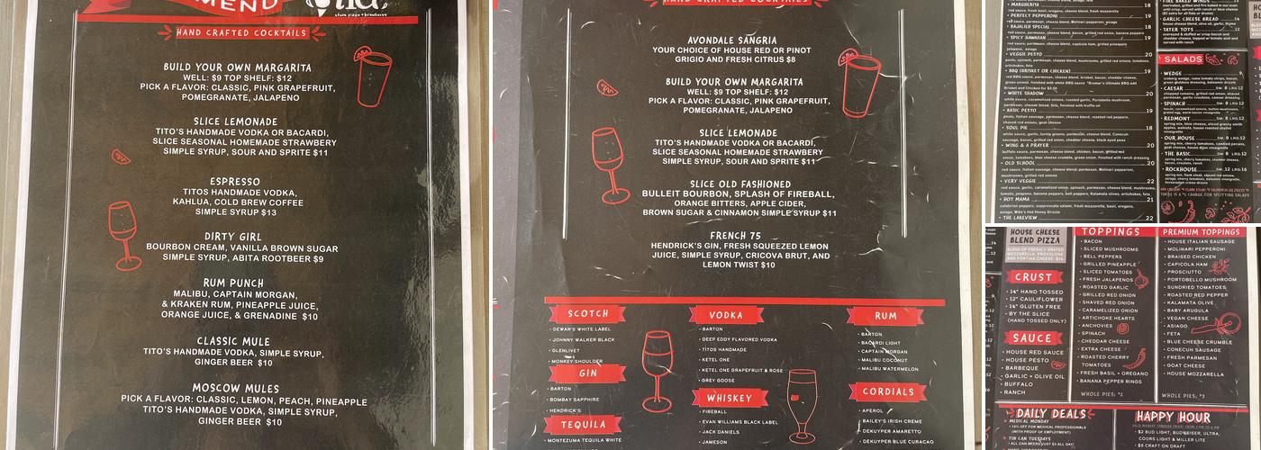 Slice Pizza Crestline Menu