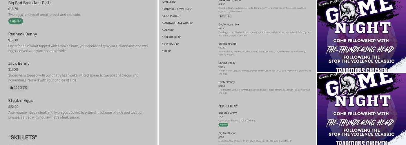 Traditions chicken Menu