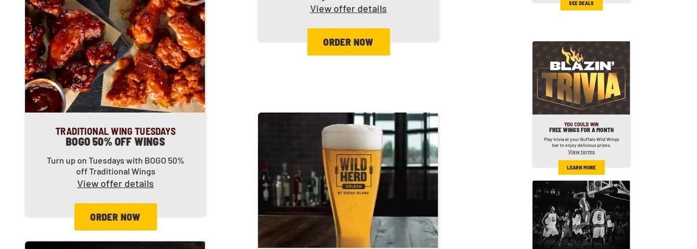 Buffalo Wild Wings 'GO' Menu