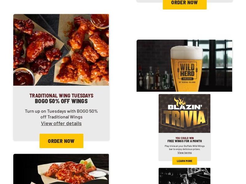 Buffalo Wild Wings 'GO' Menu