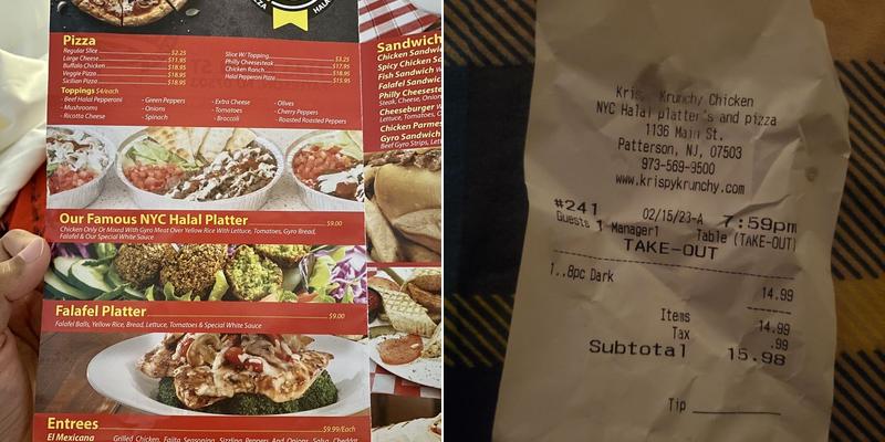 Krispy Krunchy Chicken Menu