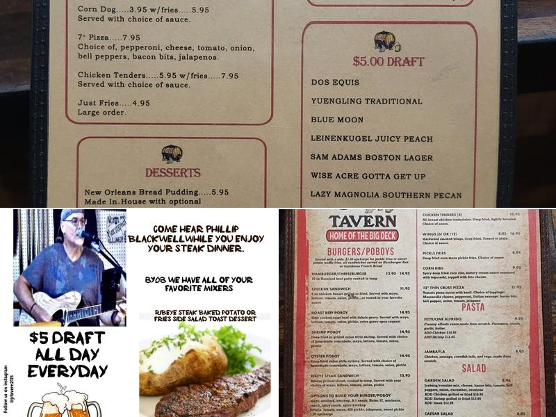 J's Tavern Menu