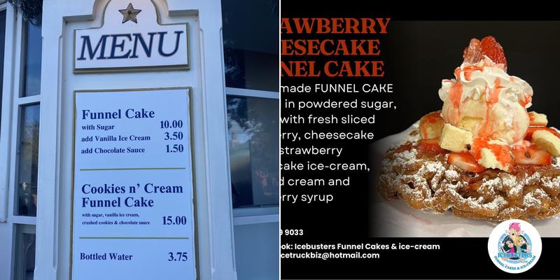 Funnel Cakes Menu