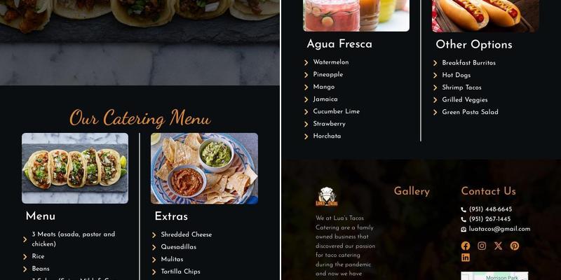 Lua's Tacos Catering Menu