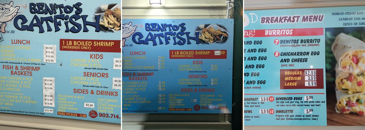 Benito's Menu