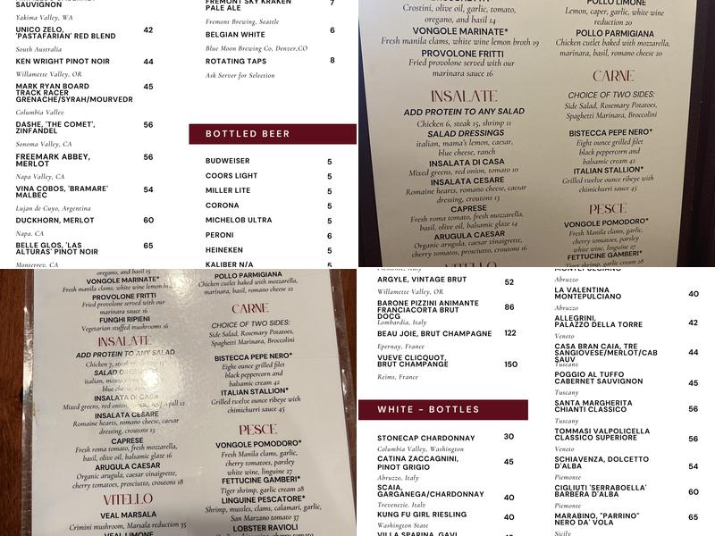 Bella Italia Ristorante Menu