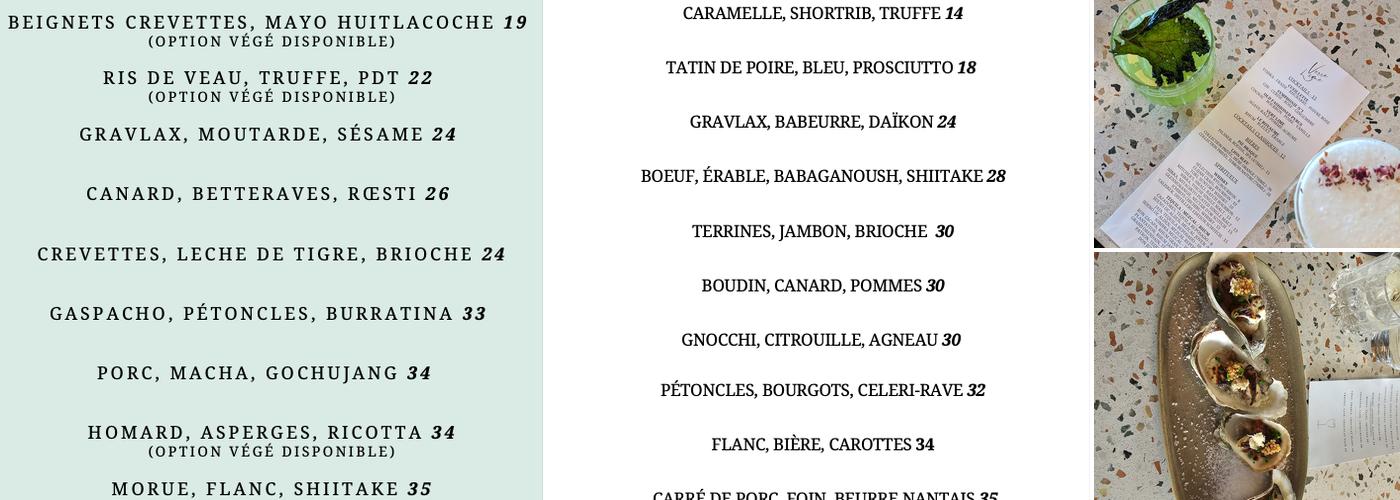 Restaurant Le Verre Lime Menu