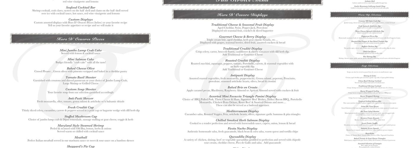 Tasteful Occasions Custom Catering & Event Planning Menu