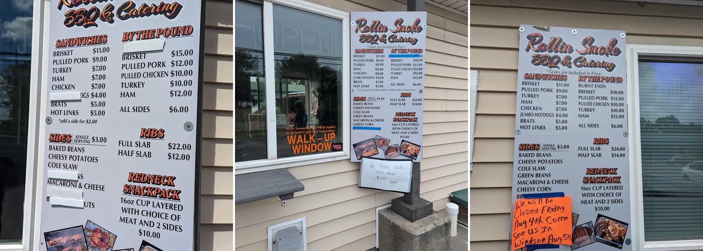 Rollin Smoke BBQ & Catering Menu