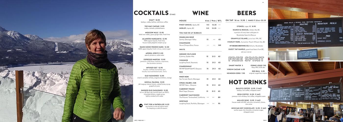 Revelation Lodge Menu