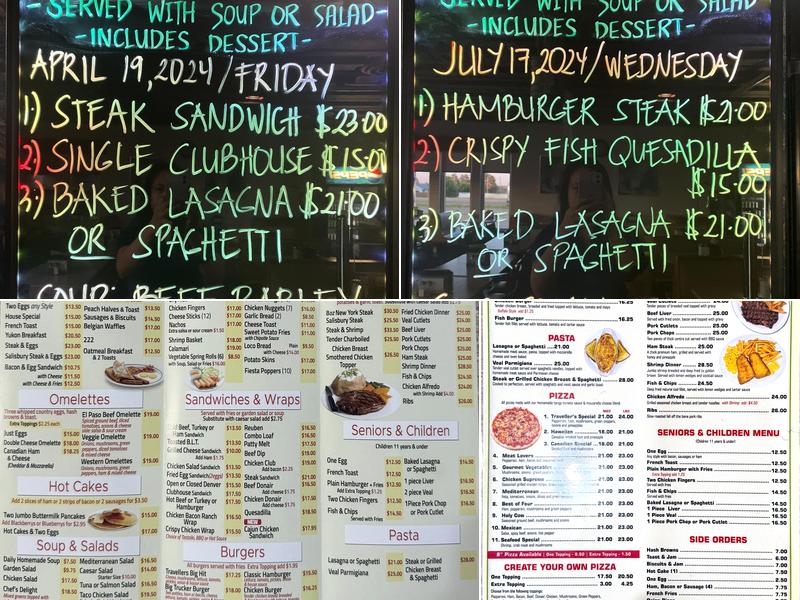 Travellers Restaurant - Valleyview Menu