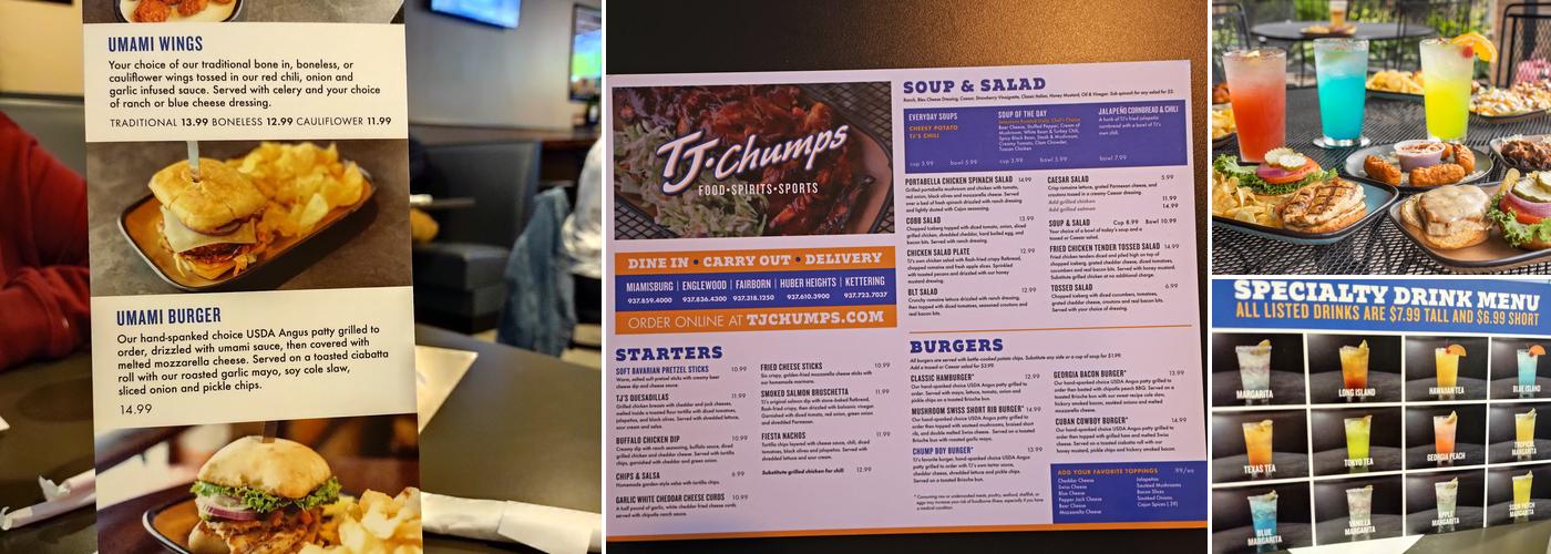 TJ Chumps Menu