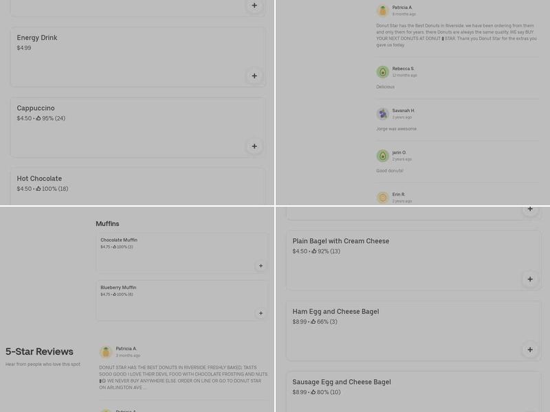 Donut Star. Menu
