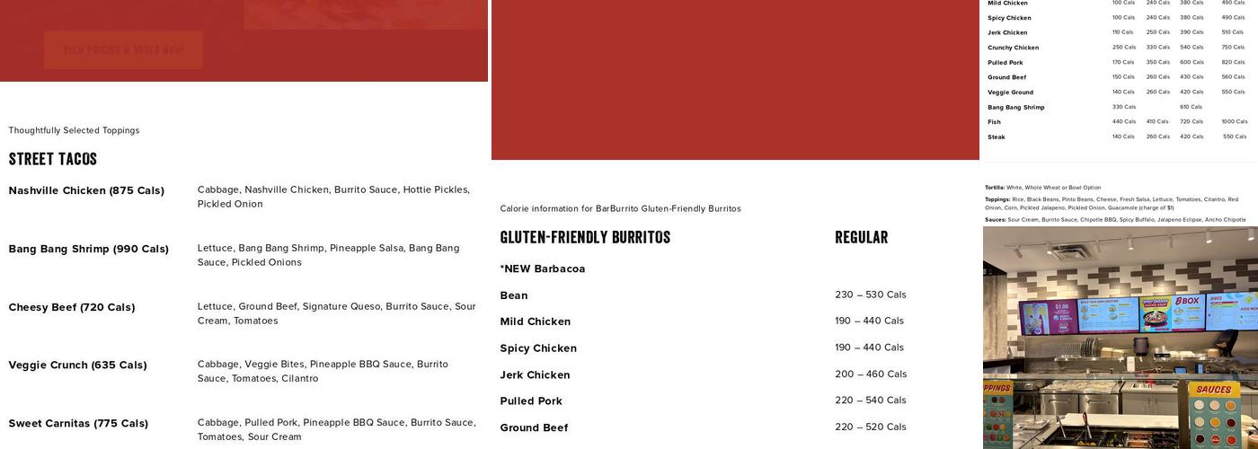 barBURRITO Menu