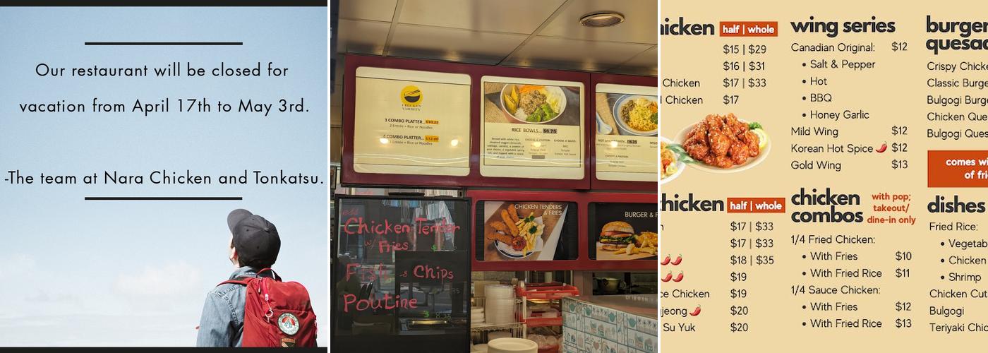 Chicken Variety Menu