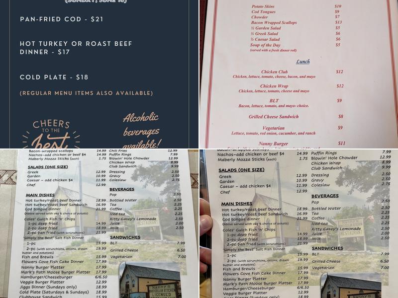 Nanny's Root Cellar Kitchen Menu