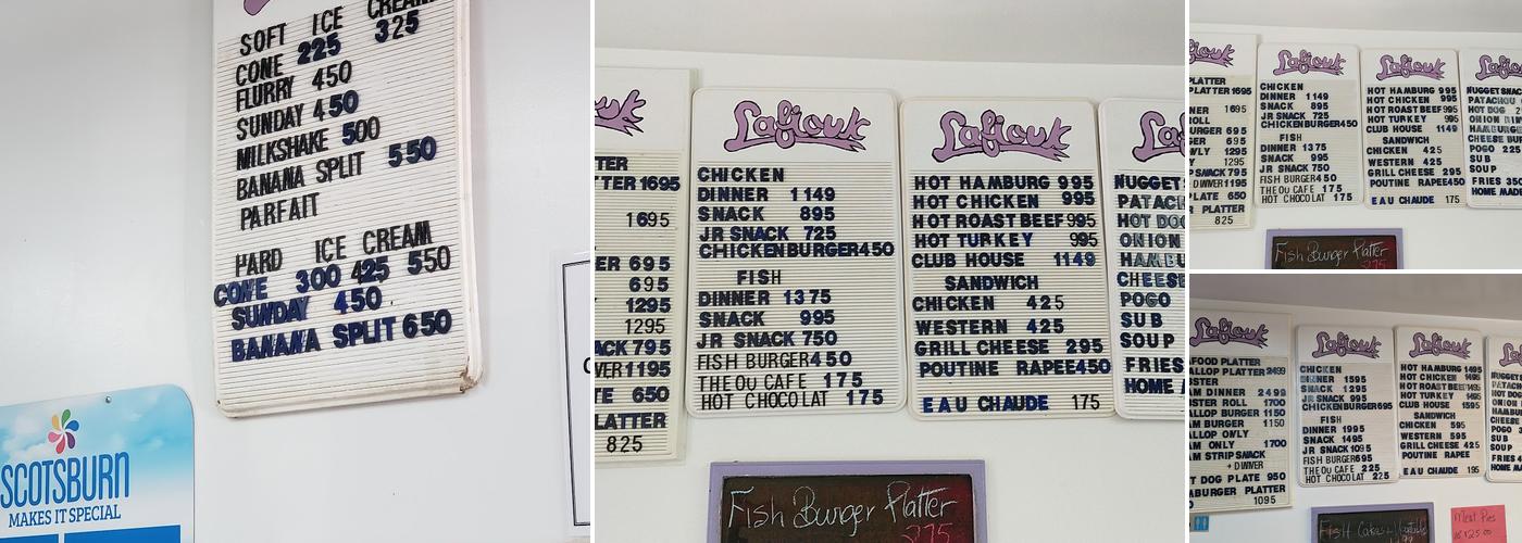 Lafiouk Diner Menu