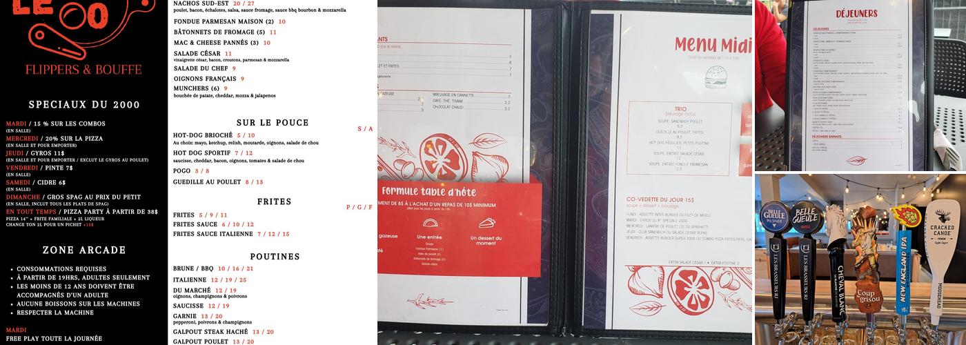 Le 2000 Flippers & Bouffe Menu