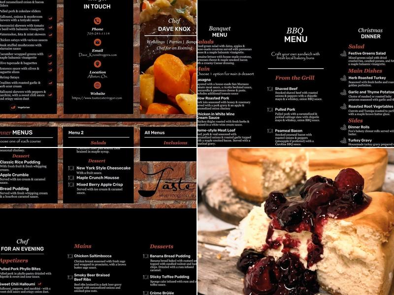 Taste Catering Menu
