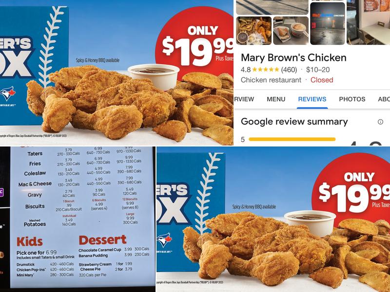 Mary Brown's Chicken Menu