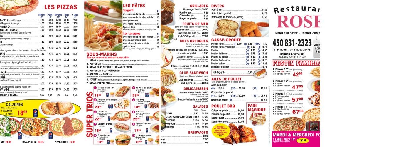 Rose Restaurant Menu
