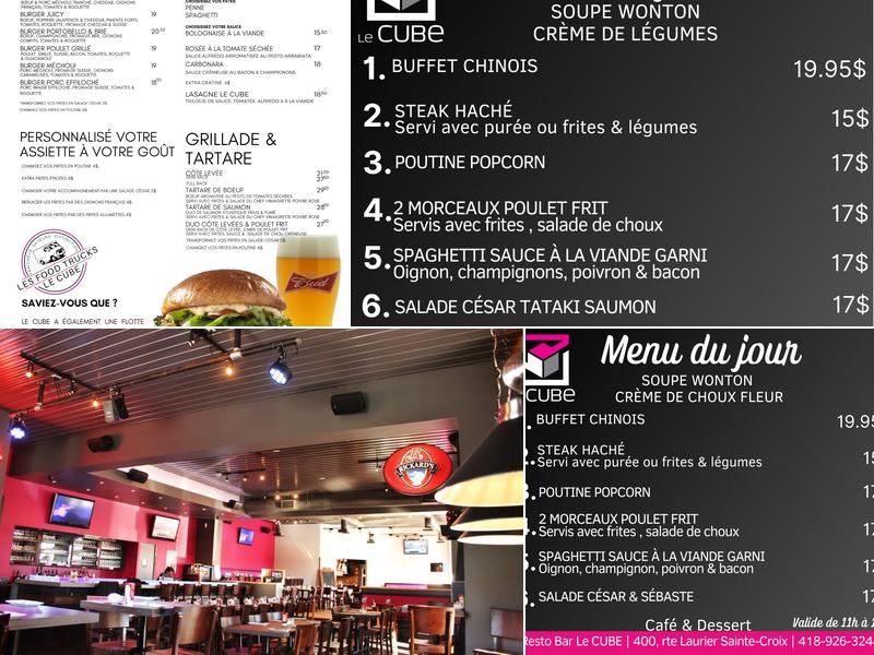 Resto-Bar Le Cube Menu
